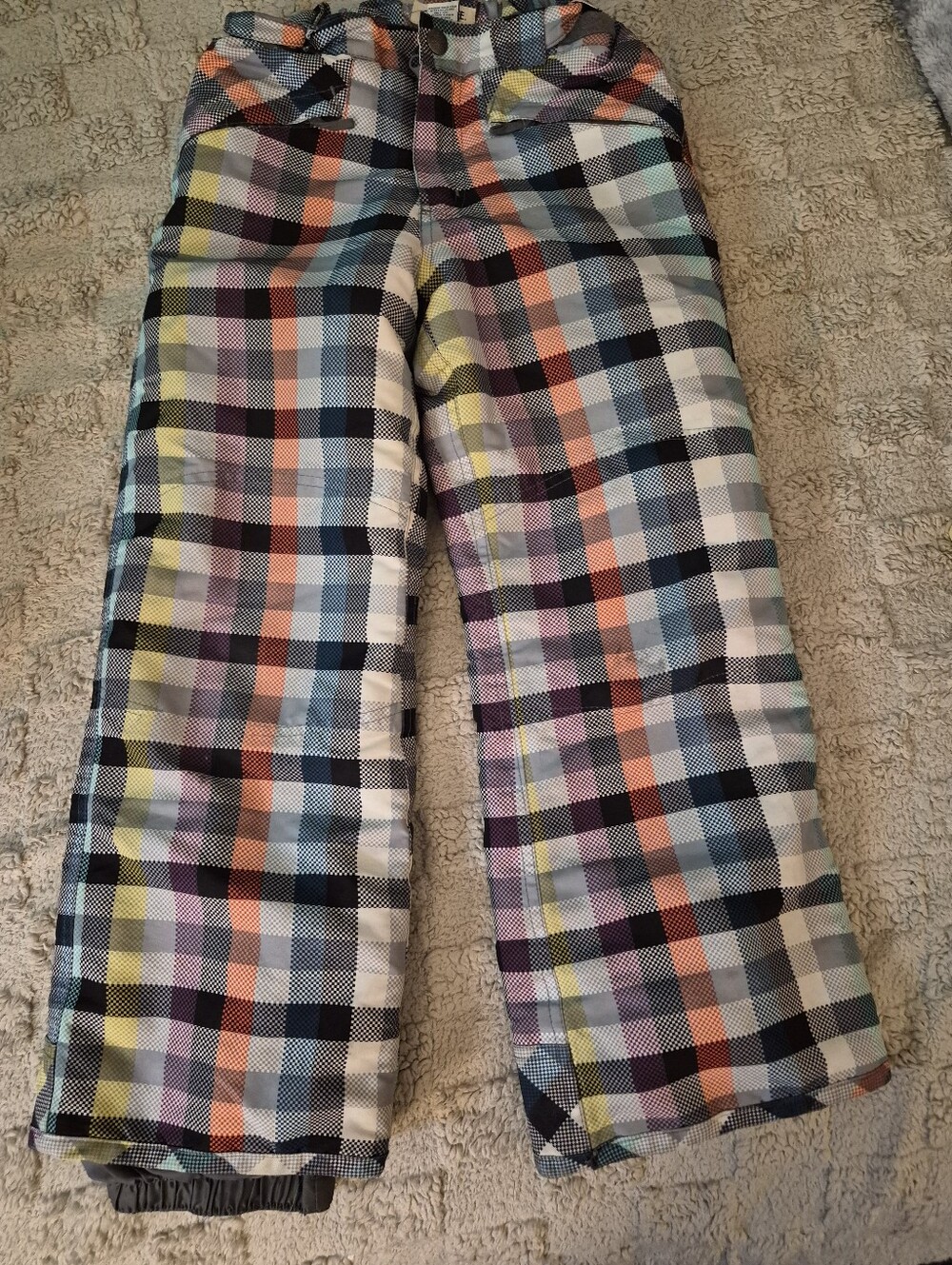 Kids Cherokee Plaid Snow Pants - Mukti Colored Checkerboard